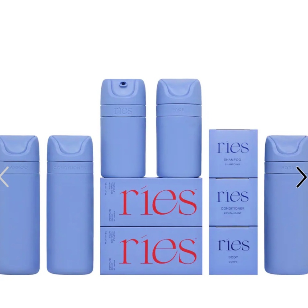RIES  The Essential Refillable Travel Container Set in Blue - NIB